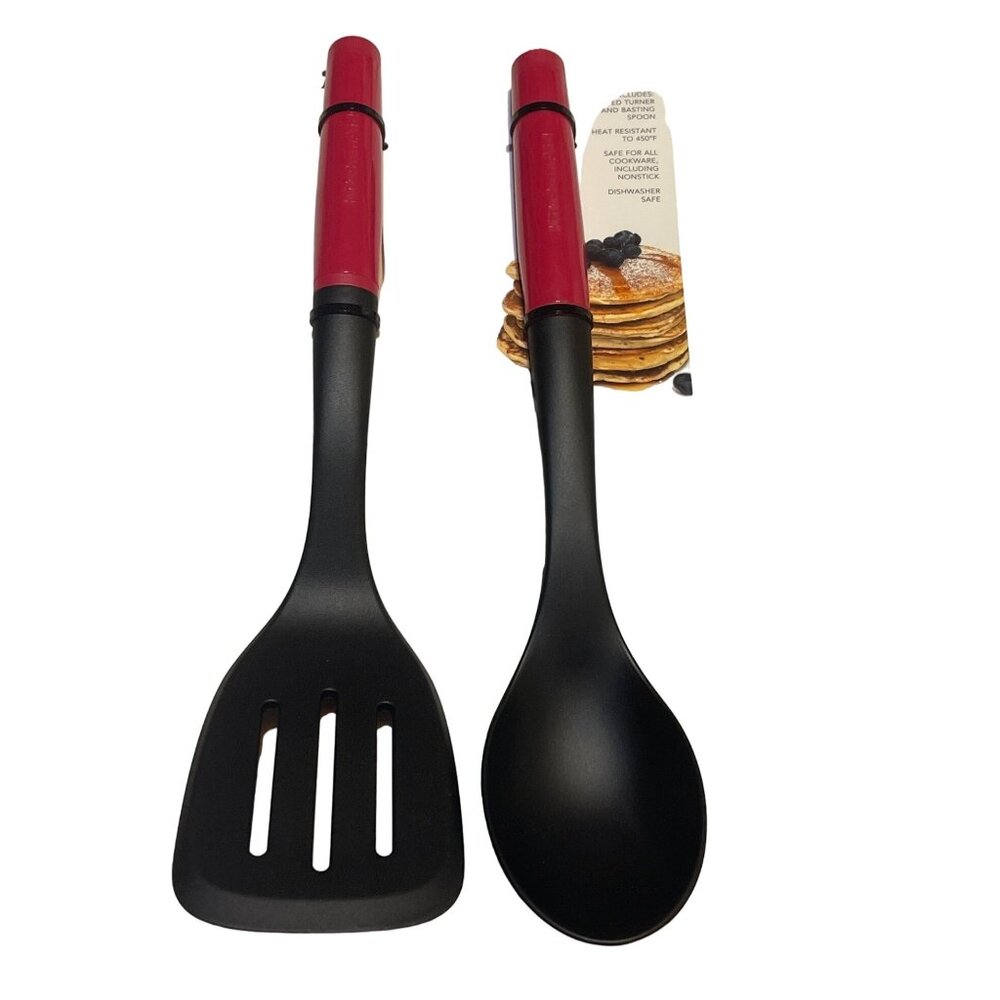 KITCHENAID Pink Turner & Basting‎ Spoon 2 PC.Tool SET NEW! KQ360OHHIA New